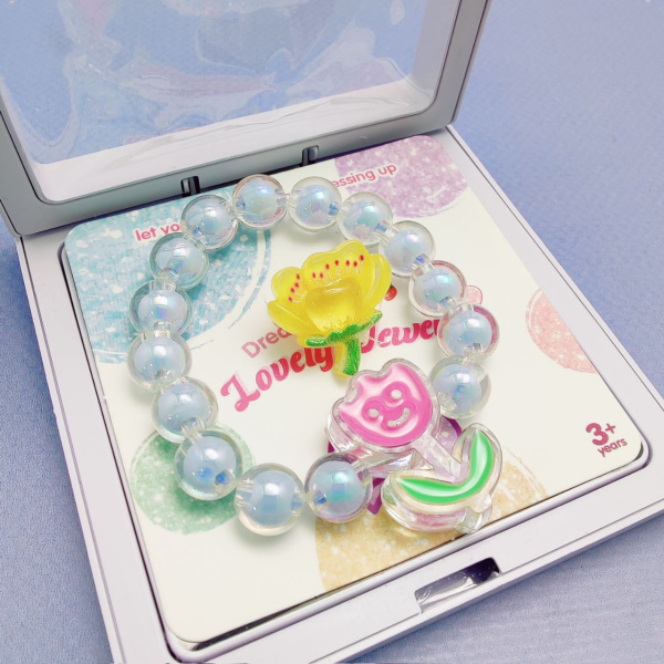 Набор детских украшений 2в1, браслет и кольцо / Цвет МИКС